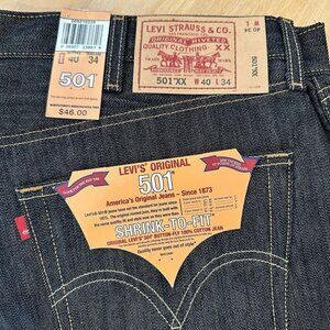 Vintage 90s 501 XX Levis Shrink To Fit Deadstock Raw Jeans 40x34 NWT Made in USA